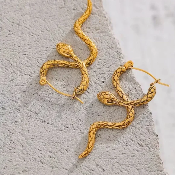 Snake Earrings Stainless Steel - Picture 4 of 5